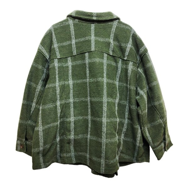 Ava & Viv Womens Green Plaid Button-Down Shacket jacket Size 4X - Picture 3 of 7